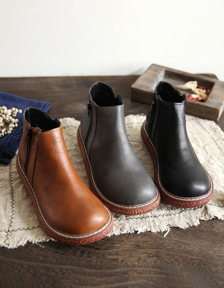 Botas Retro Hechas a Mano con Suela Antideslizante y Punta Redonda
