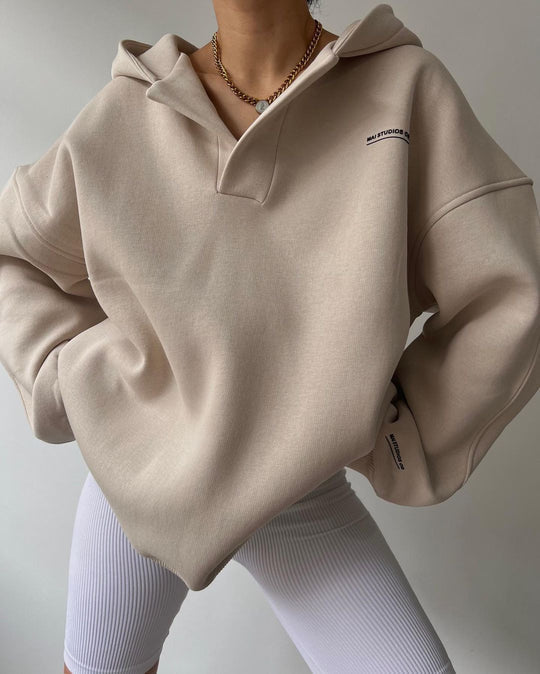 Suéter con Capucha Forrado de Polar, Manga Larga, Diseño Impreso y Estilo Básico
