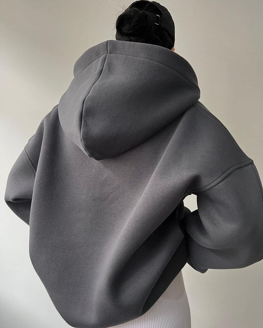 Suéter con Capucha Forrado de Polar, Manga Larga, Diseño Impreso y Estilo Básico