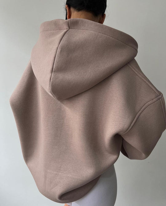 Suéter con Capucha Forrado de Polar, Manga Larga, Diseño Impreso y Estilo Básico