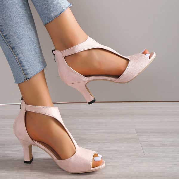 Zapatos de mujer elegantes y cómodos con tacón bajo y punta abierta perfectos para ocasiones especiales