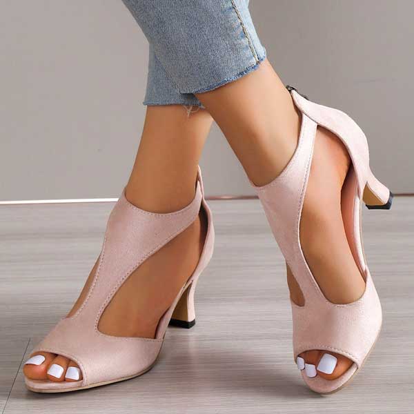 Zapatos de mujer elegantes y cómodos con tacón bajo y punta abierta perfectos para ocasiones especiales