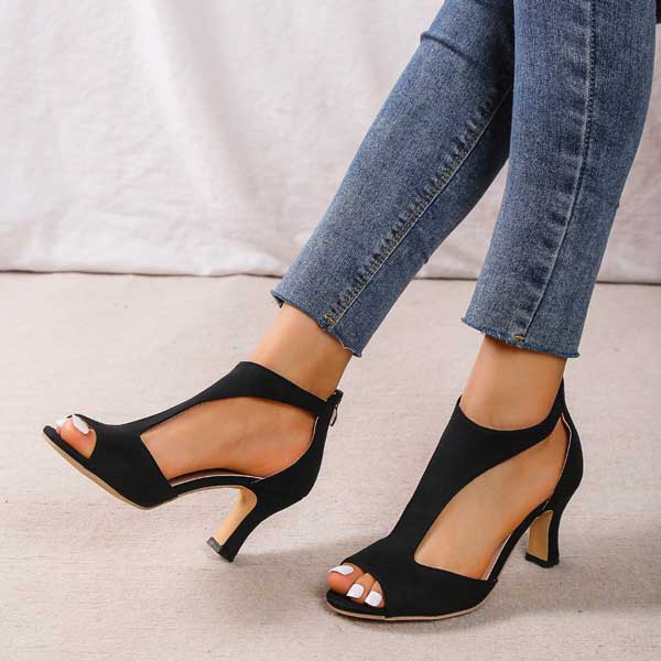 Zapatos de mujer elegantes y cómodos con tacón bajo y punta abierta perfectos para ocasiones especiales
