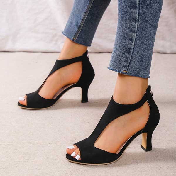 Zapatos de mujer elegantes y cómodos con tacón bajo y punta abierta perfectos para ocasiones especiales