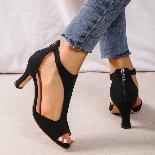Zapatos de mujer elegantes y cómodos con tacón bajo y punta abierta perfectos para ocasiones especiales