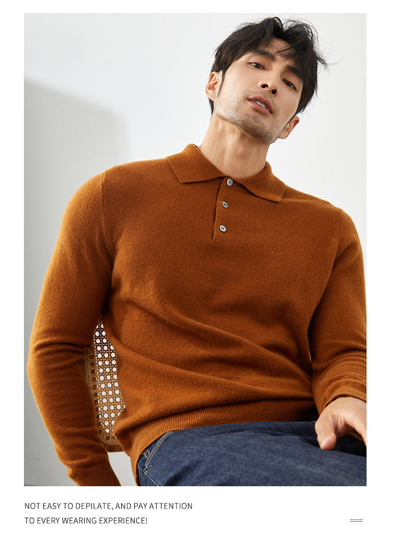 Camisa Polo de Manga Larga para Hombre - Suéter Elegante de Otoño