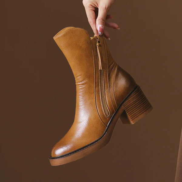 Botines Cortos con Tacón para Mujeres Elegantes