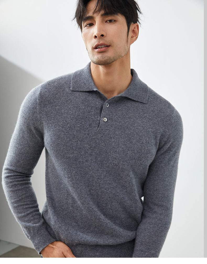 Camisa Polo de Manga Larga para Hombre - Suéter Elegante de Otoño