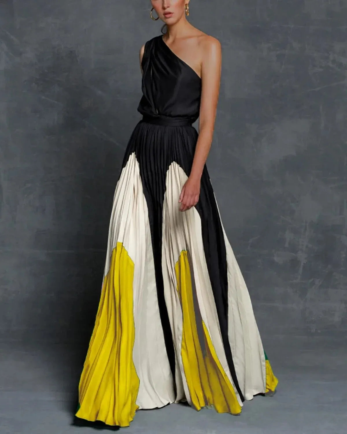 Vestido maxi elegante de un solo hombro con diseño sofisticado para ocasiones especiales