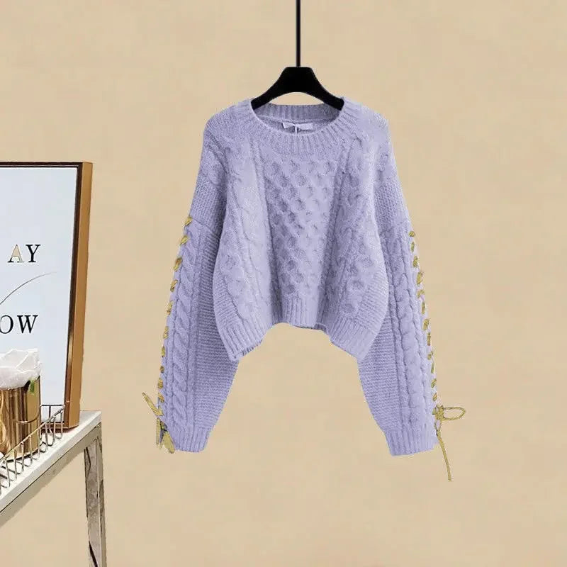 Conjunto de dos piezas para mujer, suéter y pantalón ancho, cómodo y cálido