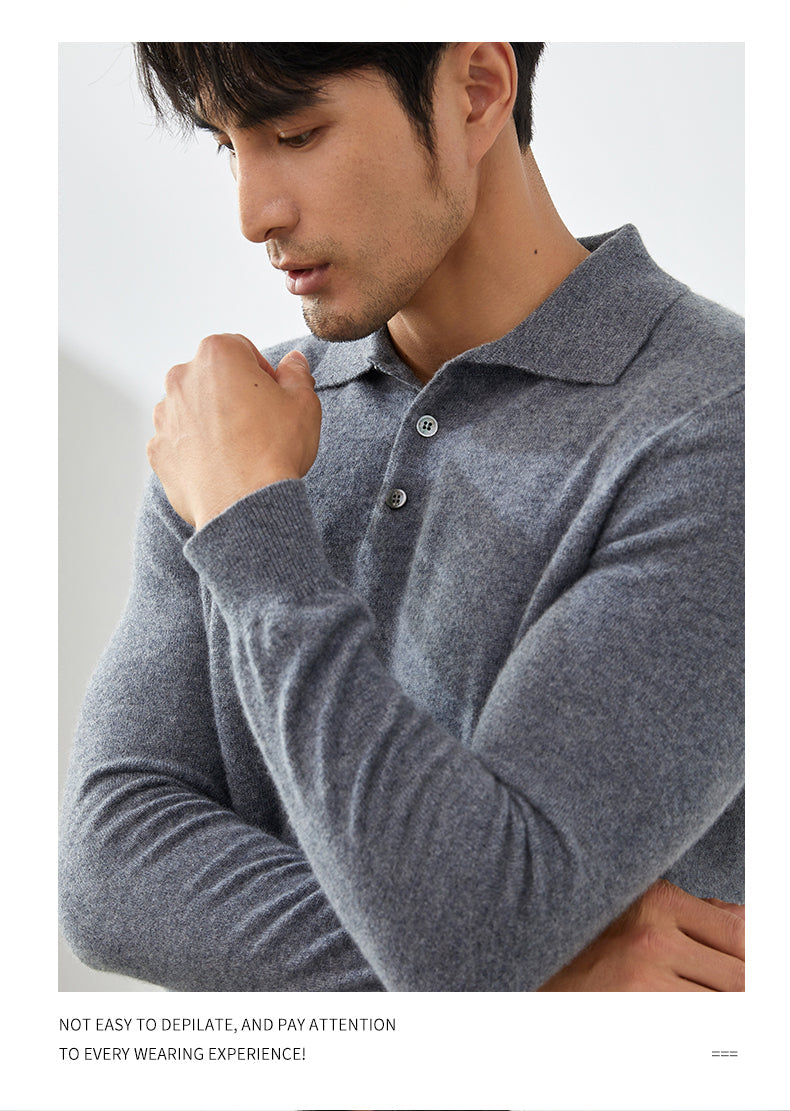 Camisa Polo de Manga Larga para Hombre - Suéter Elegante de Otoño