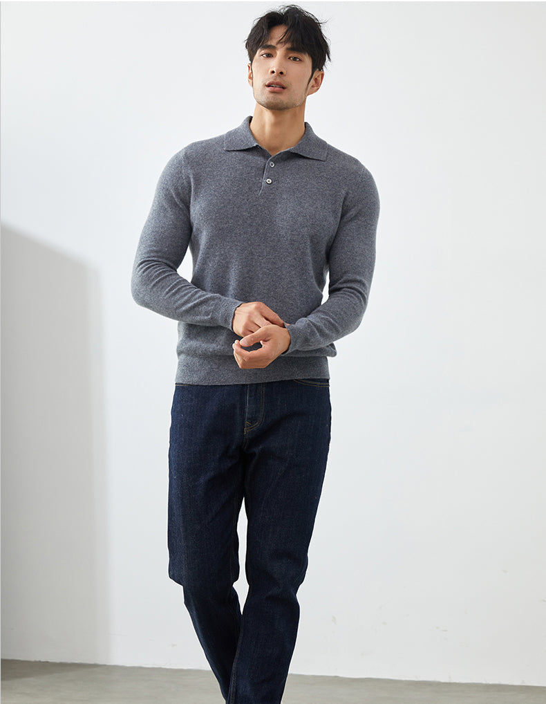 Camisa Polo de Manga Larga para Hombre - Suéter Elegante de Otoño