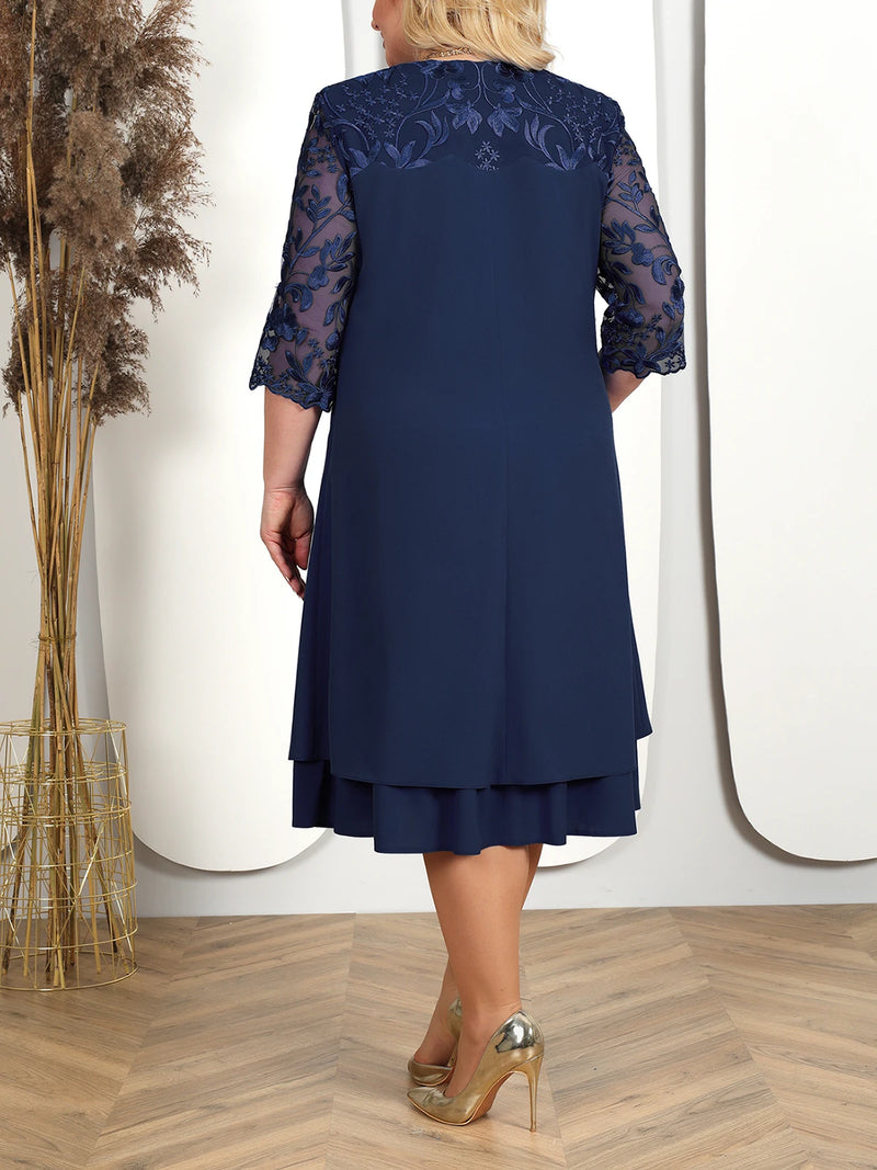 Vestido banquet elegante con elementos estilosos en talla grande para ocasiones especiales