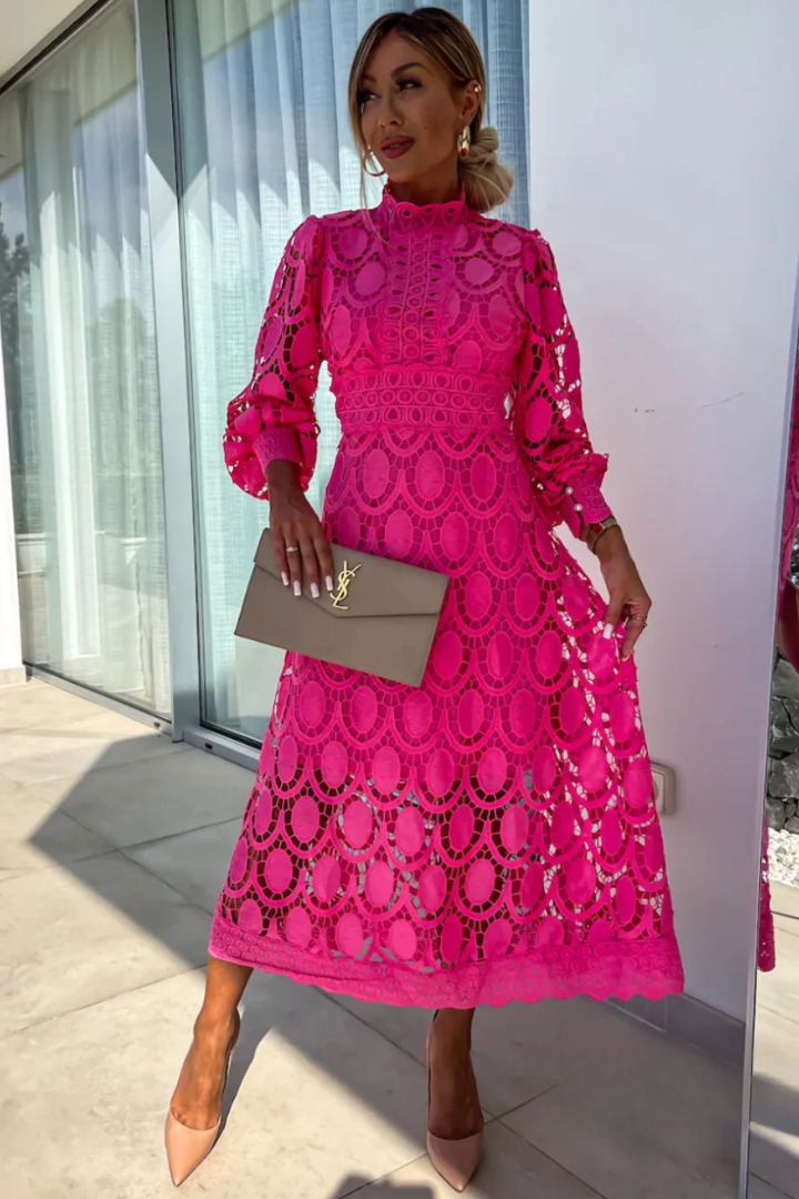 Vestido midi sofisticado para mujer con detalles de encaje elegantes