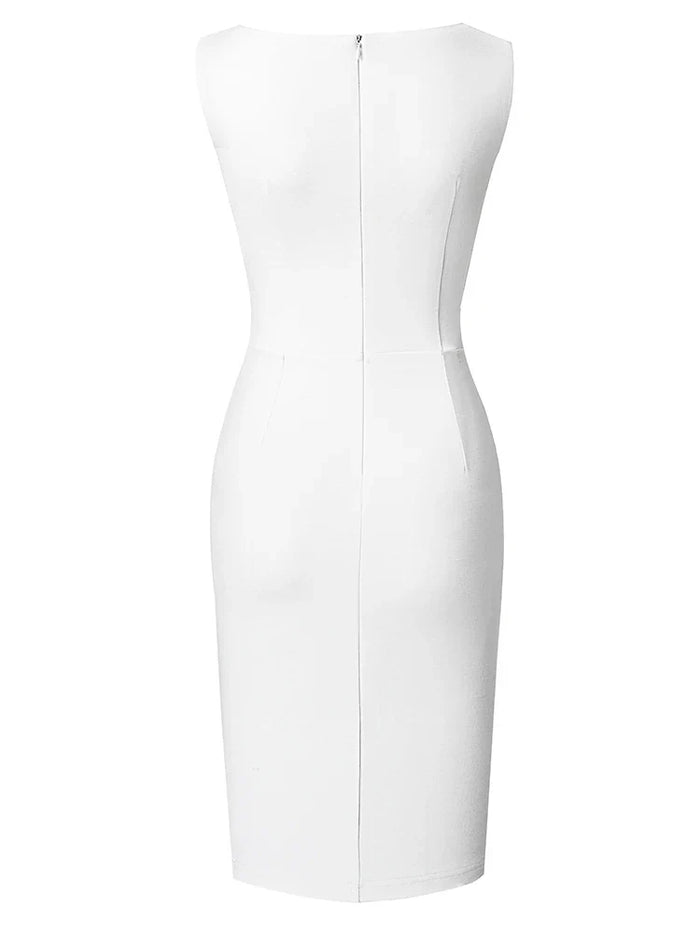 Vestido sin mangas de estilo formal con diseño estructurado