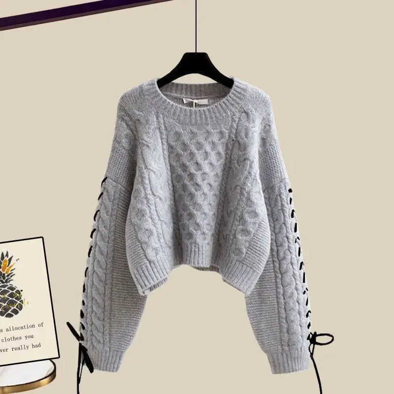 Conjunto de dos piezas para mujer, suéter y pantalón ancho, cómodo y cálido