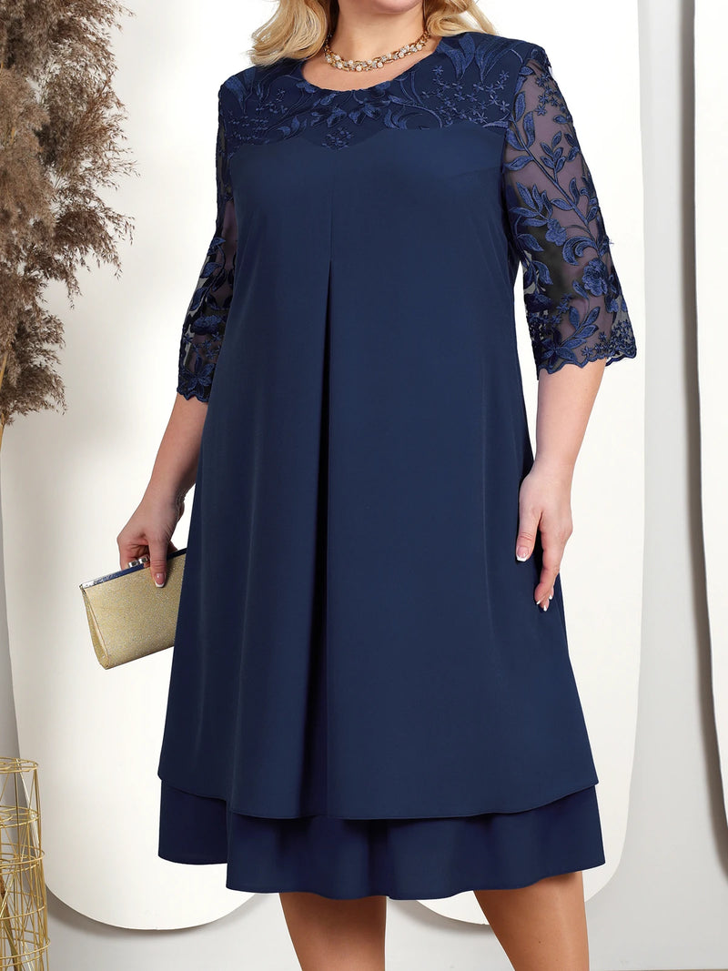 Vestido banquet elegante con elementos estilosos en talla grande para ocasiones especiales