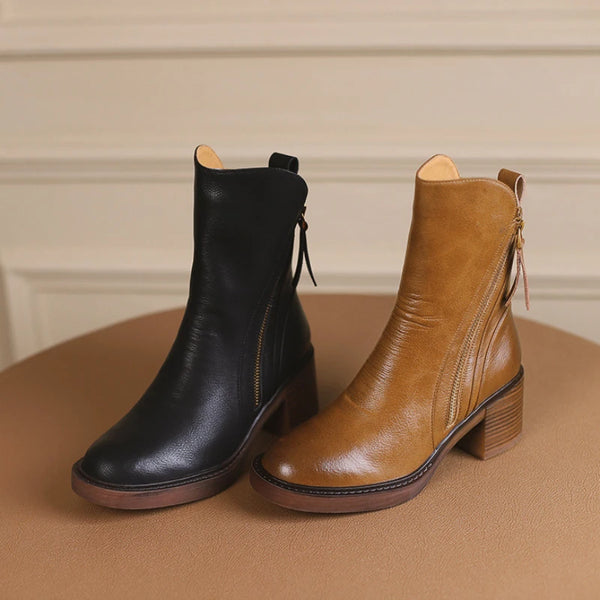 Botines Cortos con Tacón para Mujeres Elegantes