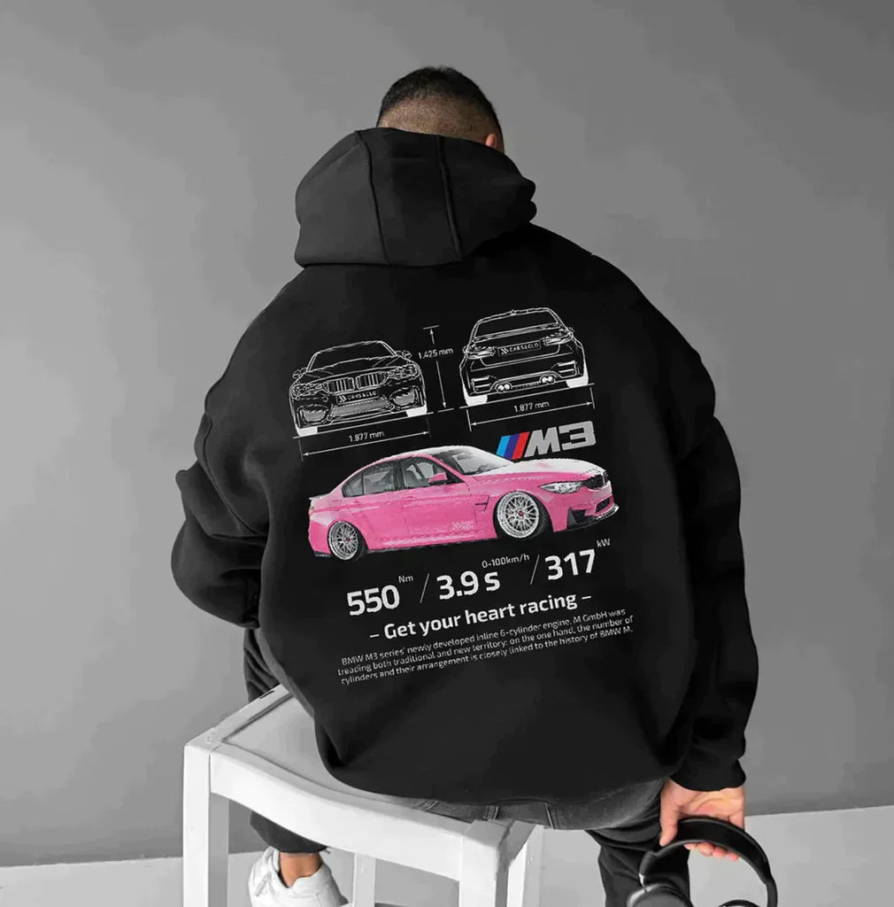 Sudadera con capucha para hombre con diseño de coches, ideal para un estilo moderno