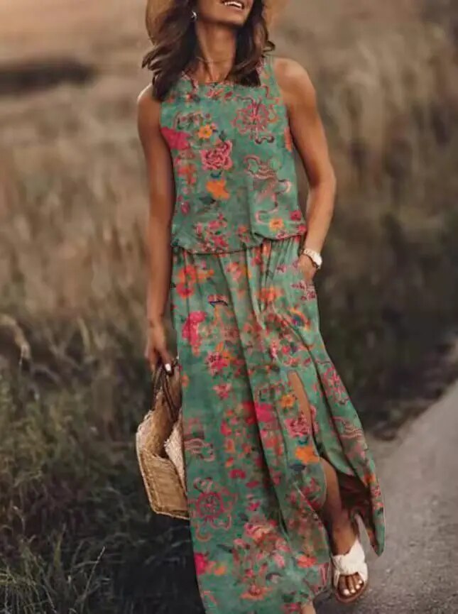Vestido Floral Elegante sin Mangas