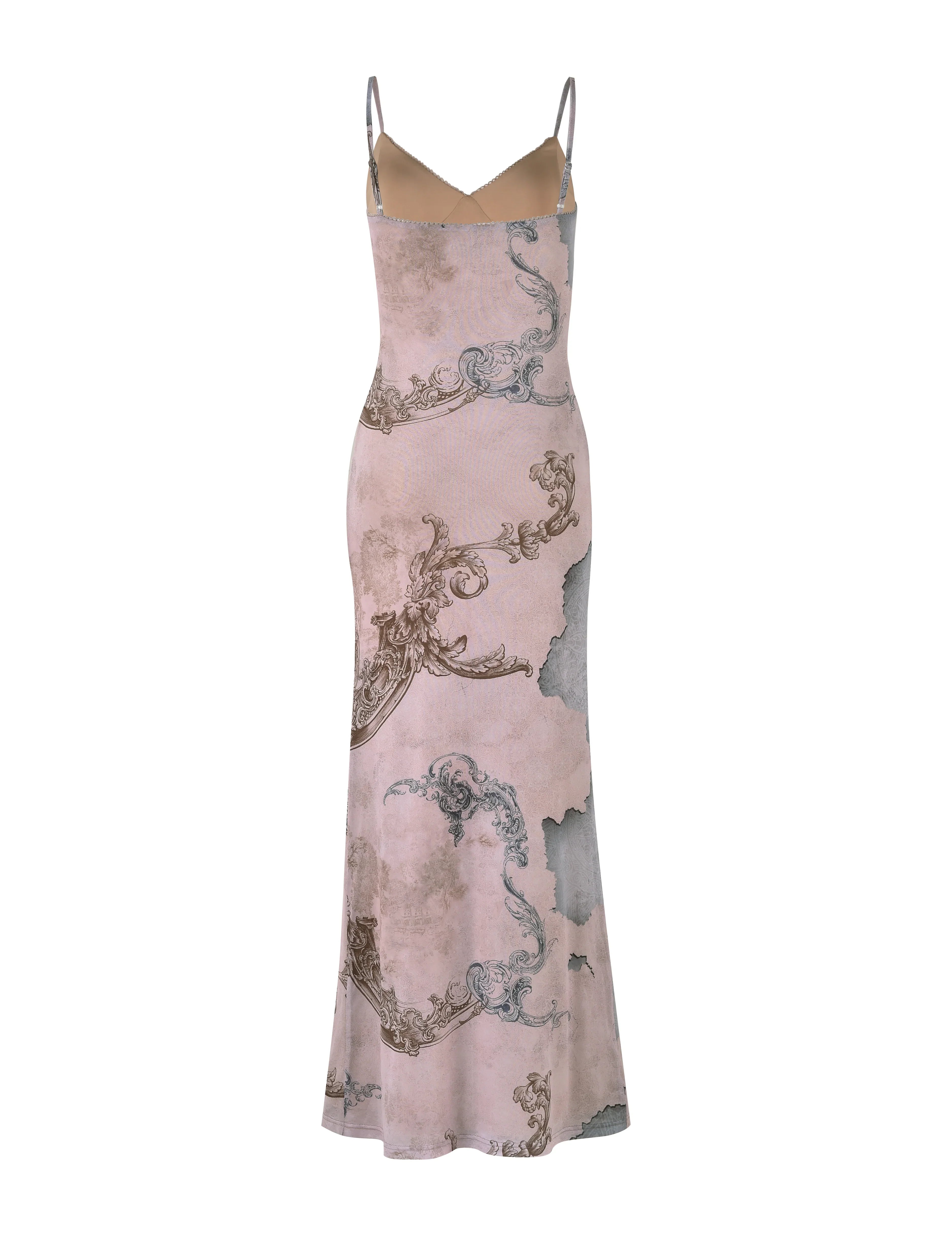 Vestido largo con estampado elegante en los tirantes para un mira moderno