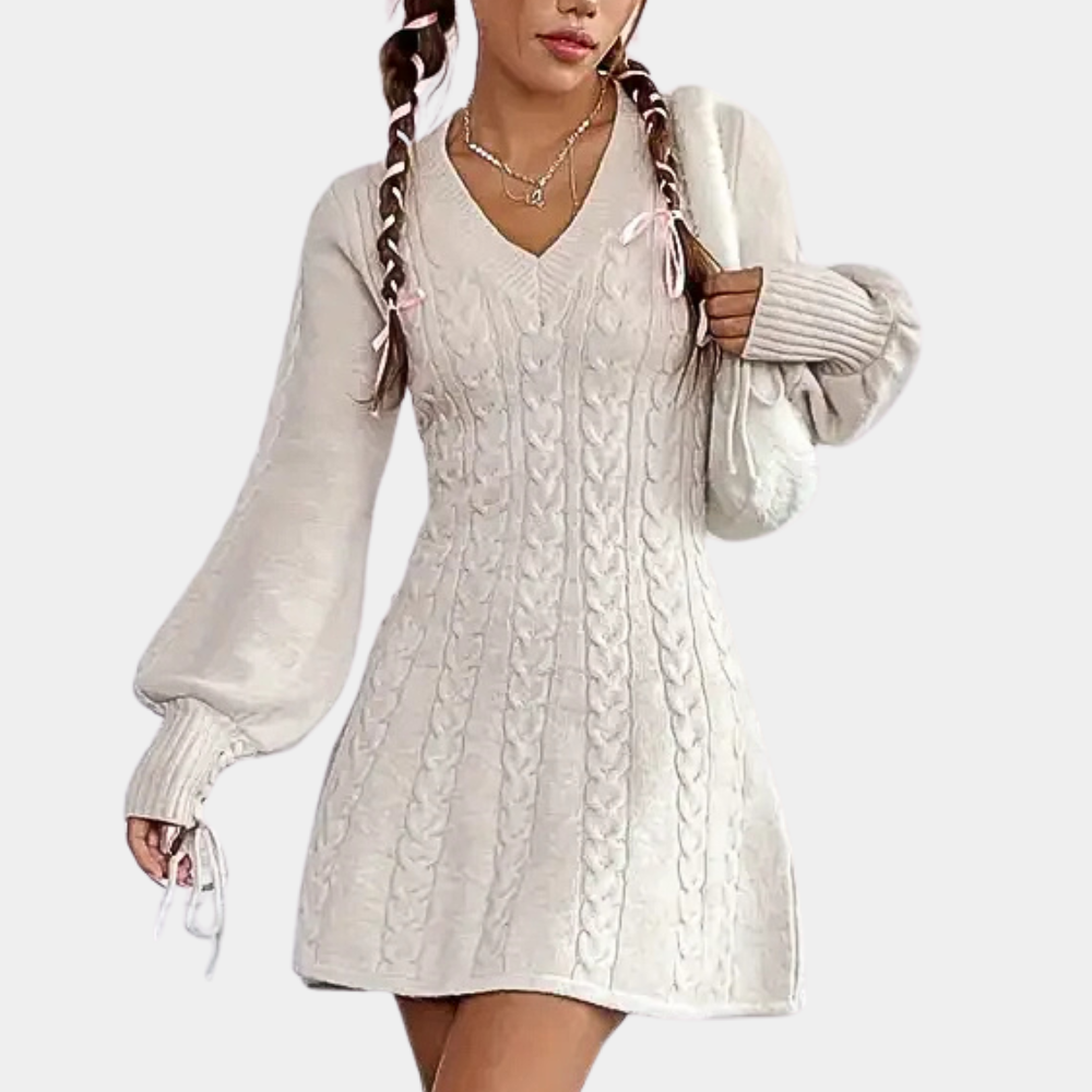 Vestido femenino con escote en V y diseño elegante