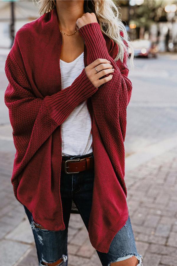 Suéter de Cárdigan Largo Oversized con Mangas Murciélago para Comodidad