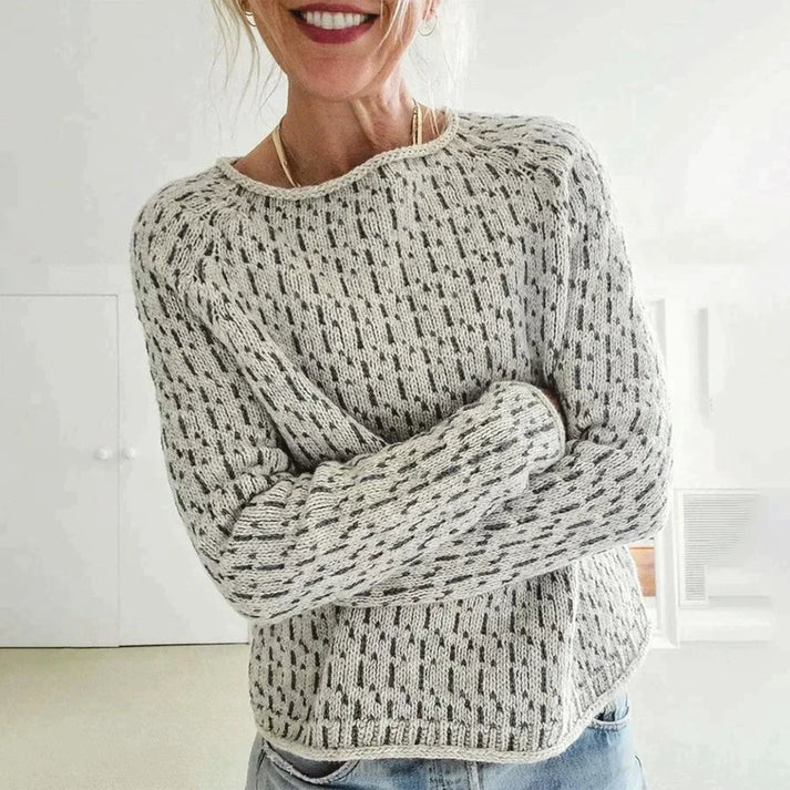 Ophelia - Elegante jersey gris de cuello redondo