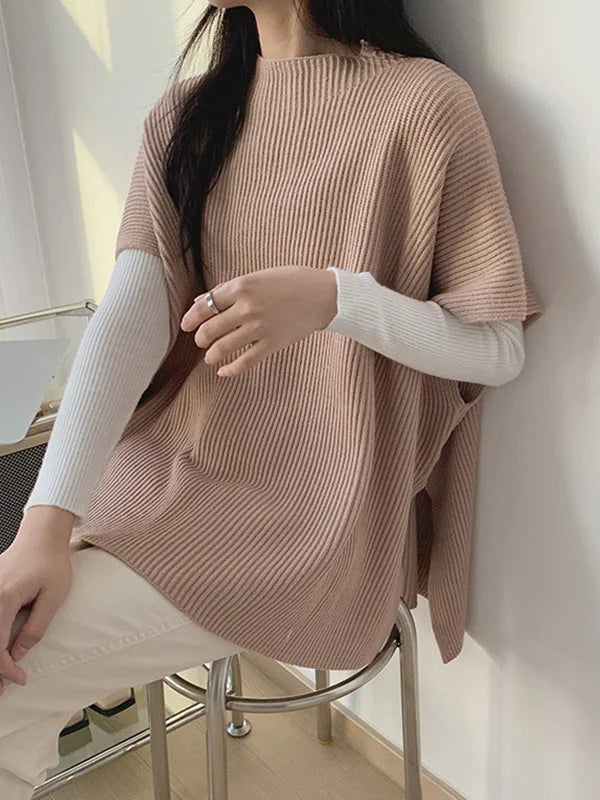 Top Informal Suelto con Cuello Redondo y Mangas Cortas - Color Sólido
