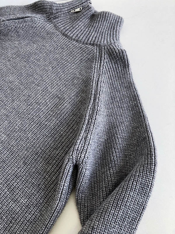 Suéter de Cuello Alto con Cremallera y Manga Larga Ajuste Suelto para Mujeres