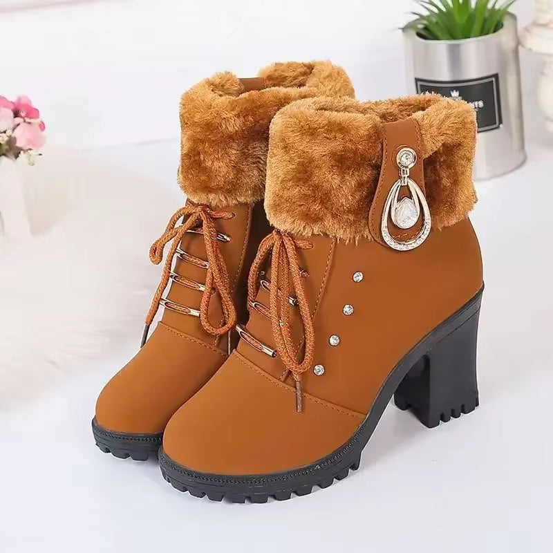 Botines de invierno elegantes para mujer con tacón