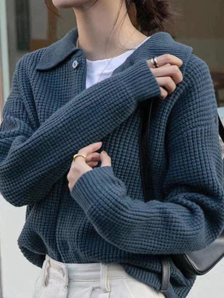 Cárdigan con Cuello de Solapa y Diseño Texturizado – Elegante y Versátil