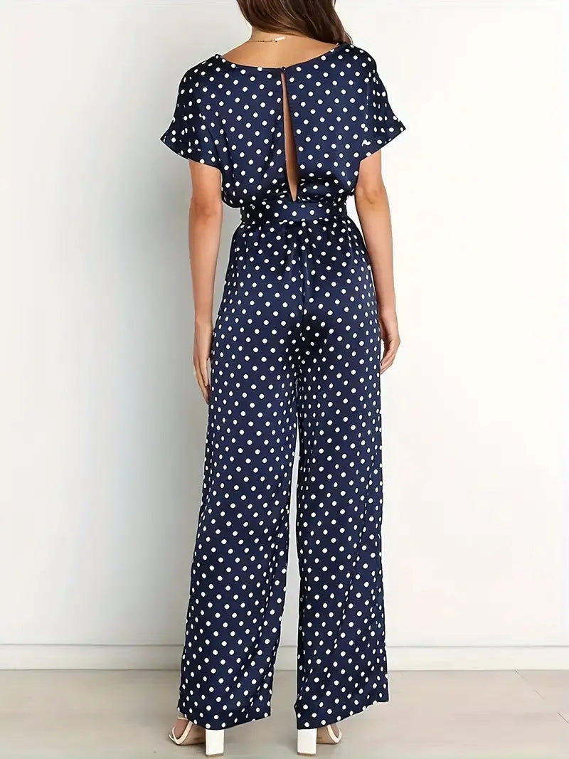 Mono largo de mujer con diseño elegante y estampado de lunares