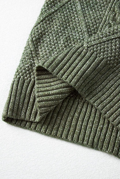 Vestido de Suéter Oversized de Punto de Cable en Verde Salvia para Mujeres