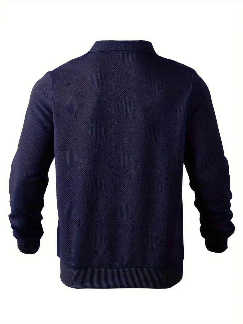 Suéter Vintage para Hombre con Cierre y Diseño Geométrico