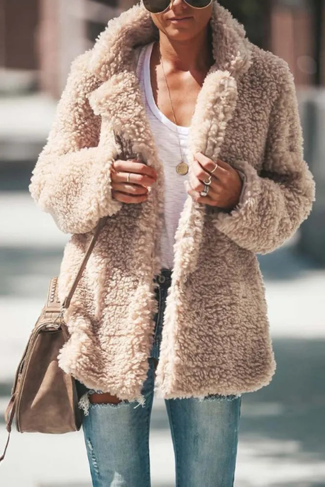 Chaqueta de Invierno de Felpa para Mujer – Abrigo Cardigan Suave