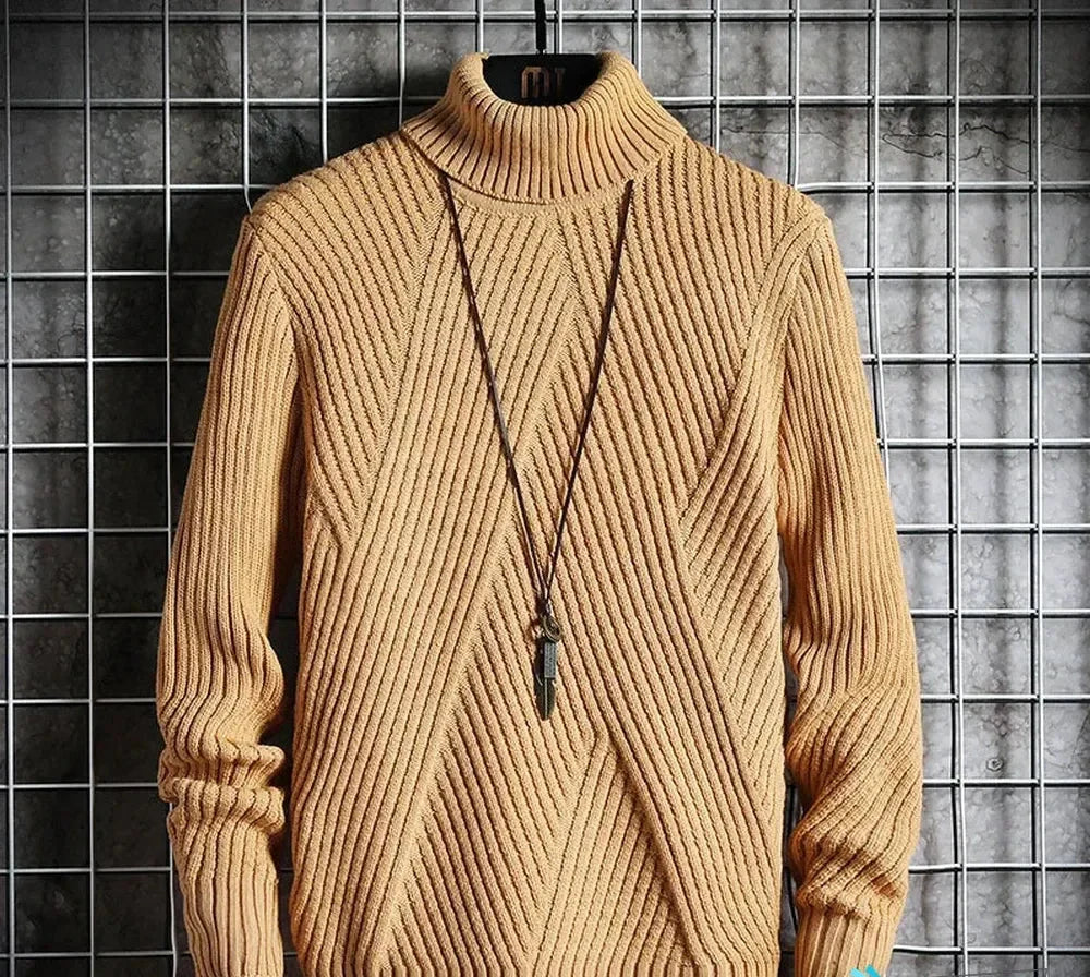 Suéter de cuello alto para hombre con diseño de sarga