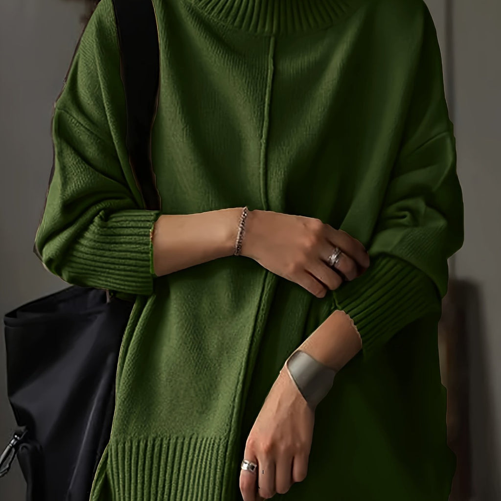 Suéter de Cuello Alto para Mujer con Diseño Sólido y Estilo Informal