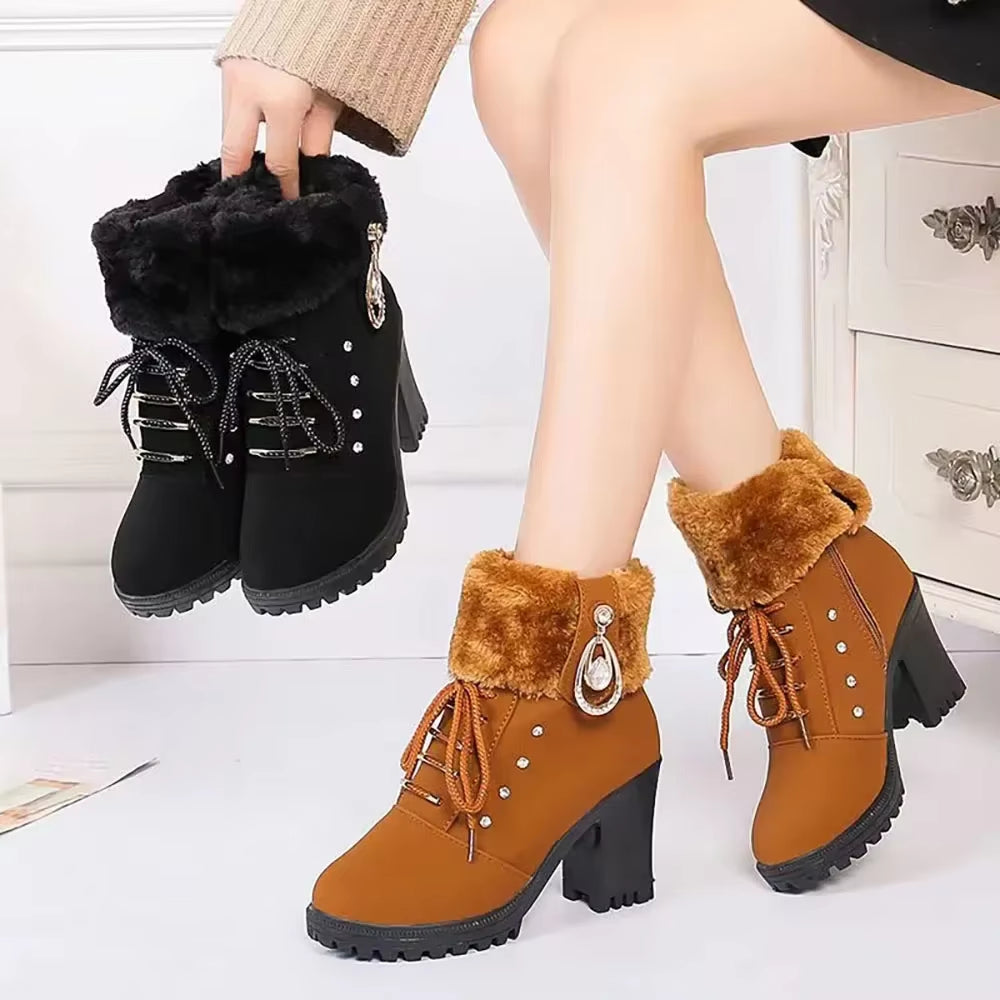 Botines de invierno elegantes para mujer con tacón