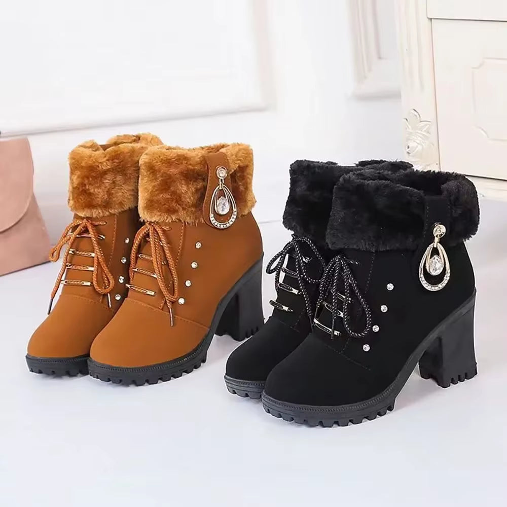 Botines de invierno elegantes para mujer con tacón