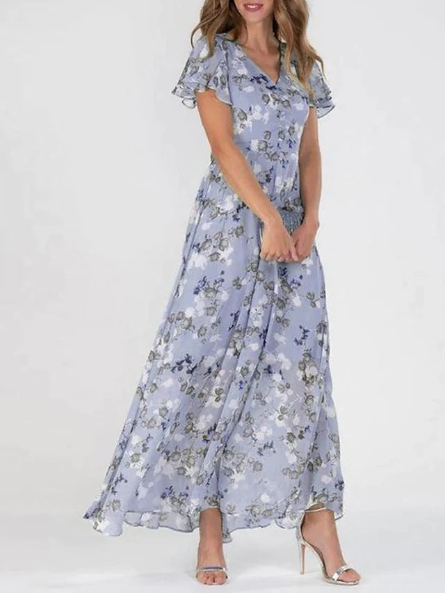 Vestido largo con estampado floral ideal para días soleados y paseos veraniegos