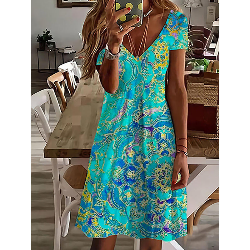 Ylenia | Vestido estampado con cuello en V