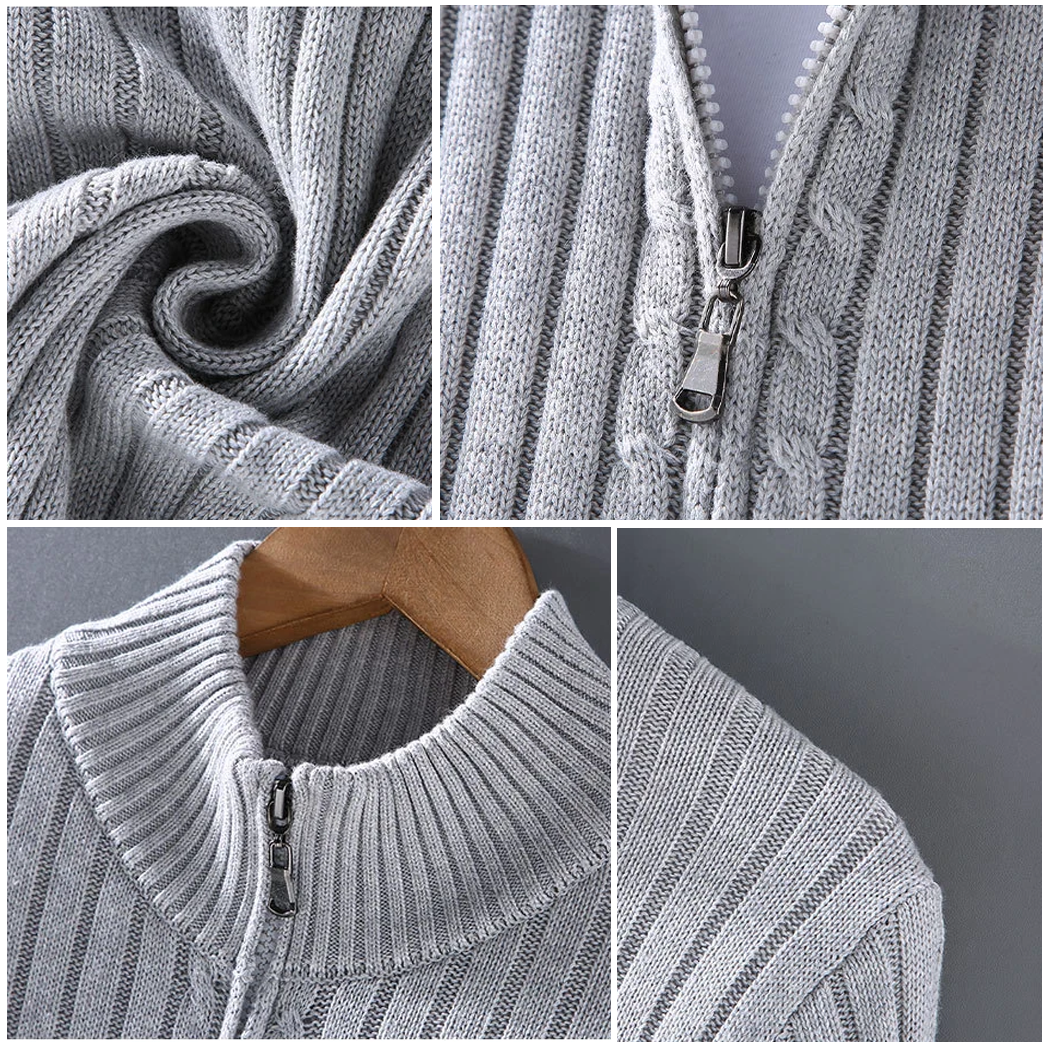 Cárdigan para hombre con cremallera y diseño moderno