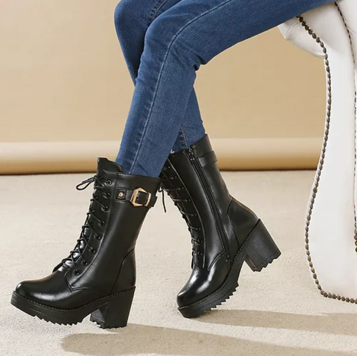 Botines Elegantes para Mujer con Tacón y Diseño de Cordones Único