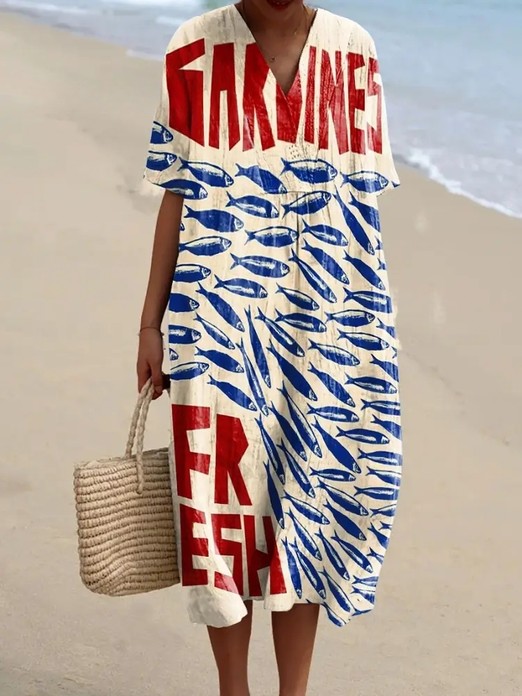 Pesca - Vestido con estampado de peces