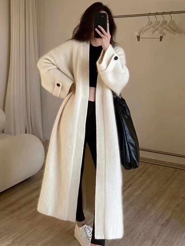 Cardigan de Punto de Manga Larga y V Escote para un Estilo Urbano