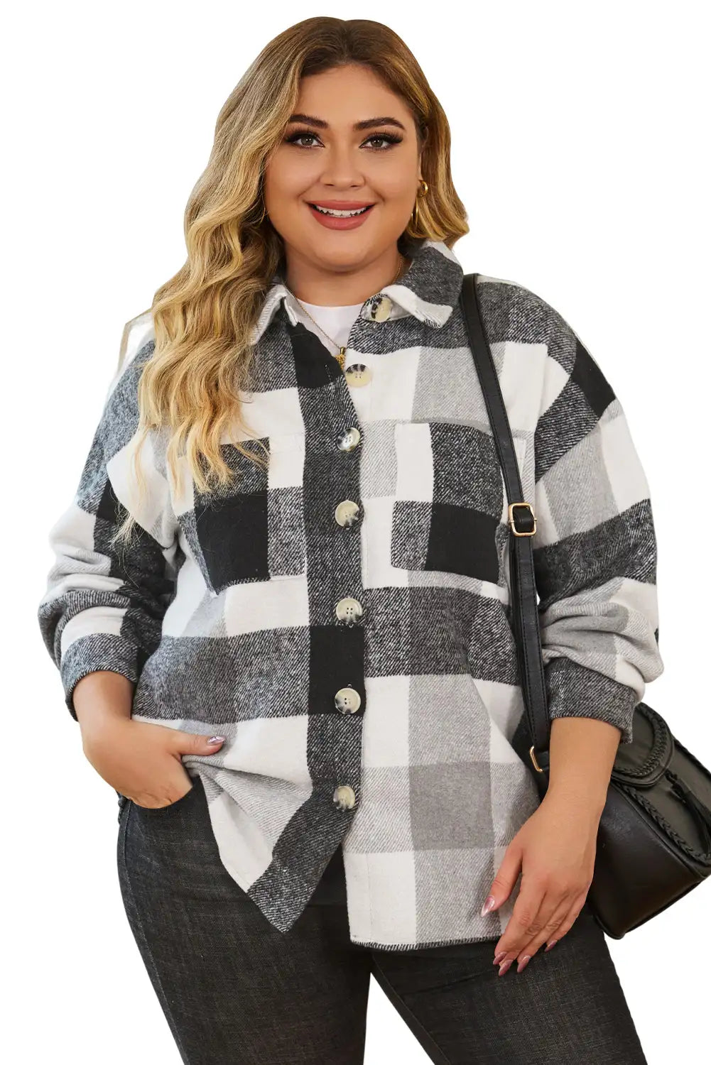 Chaqueta de Cuadros en Bloque de Color Caqui para un Estilo de Invierno Sin Esfuerzo