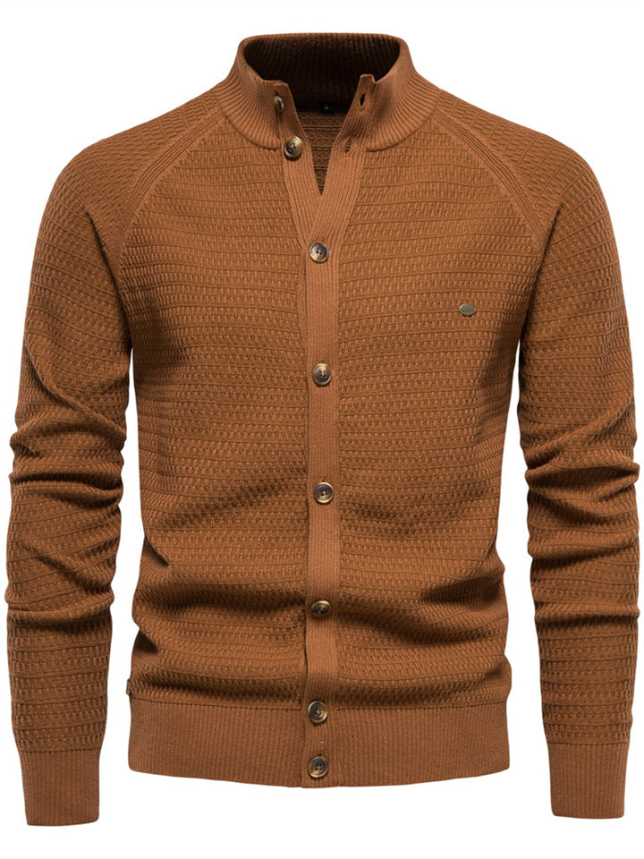 Suéter Cardigan Casual de Hombre - Color Sólido y Versátil