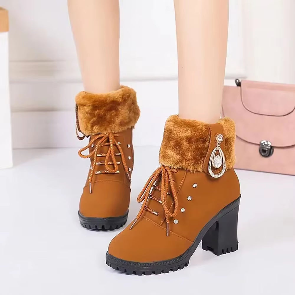 Botines de invierno elegantes para mujer con tacón