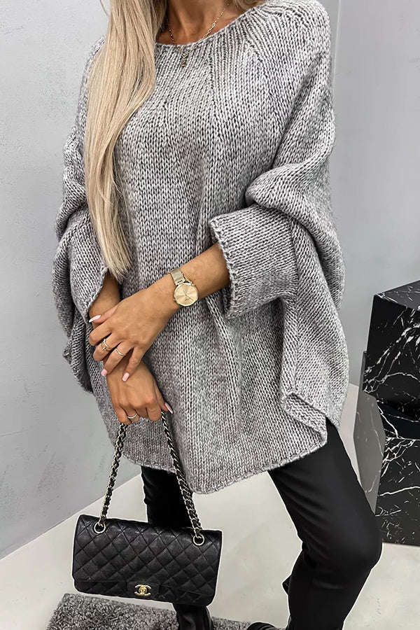 Suéter Poncho de Punto Suelto con Cuello Redondo - Ideal para Todas las Estaciones